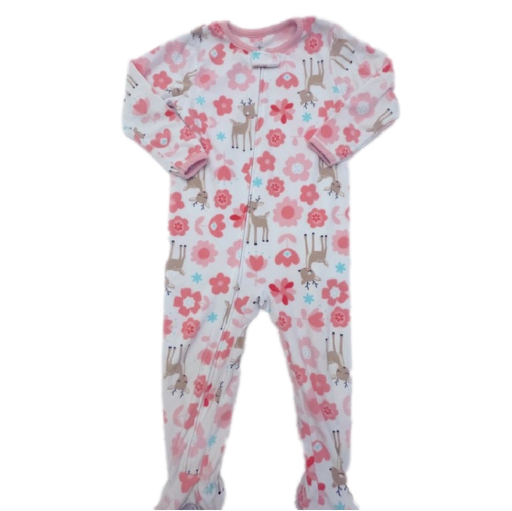 Just One You Floral Reindeer Girls Fleece Pajamas